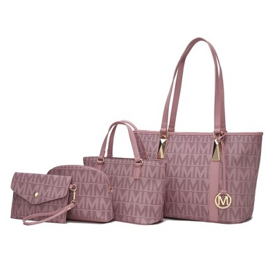 MKF Collection Marimar  M Signature Vegan Leather Women’s Tote – 4 Pcs set Handbag by Mia K