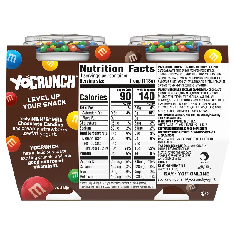 YoCrunch Low Fat Strawberry with M&#38;Ms Yogurt - 4ct/4oz Cups, 5 of 10