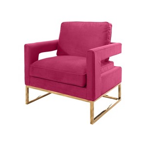 Harrisford Velvet Armchair with Stainless Steel Base - Rose - Abbyson, Pink