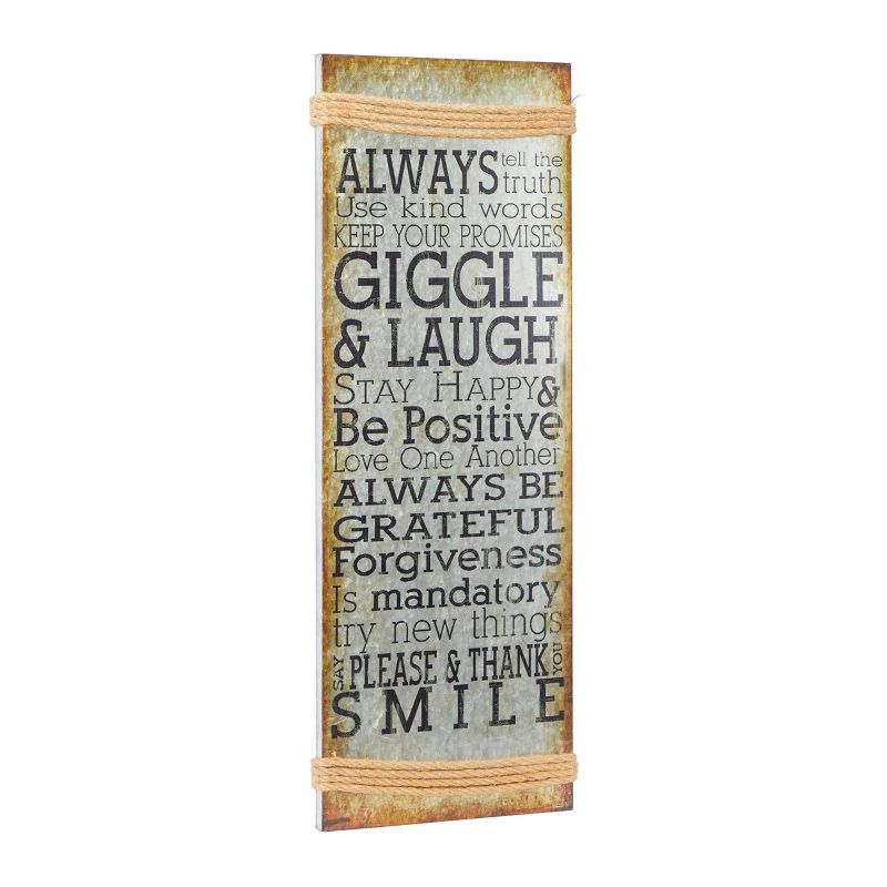 Metal Sign Motivational Wall Decor with Rope Accent Gray - Olivia &#38; May, 4 of 5