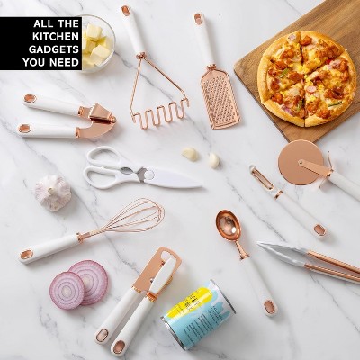 Cook With Color Kitchen Gadget Set Stainless Steel Utensils with Soft Touch Handles, 10 Pc. Copper, White — фото 2