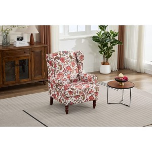 Okak Mid-Century Aesthetic Fabric Lounge Armchair with Floral Design,Leisure Sofa Accent Chair for Living Rooms,Relaxation Areas - 1 of 4