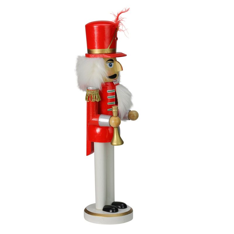 Northlight 14" Red and White Wooden Christmas Nutcracker with Horn, 2 of 4