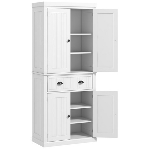 Homcom 72" Modern Freestanding Kitchen Pantry Cabinet Cupboard with Doors and 3 Adjustable Shelves, White