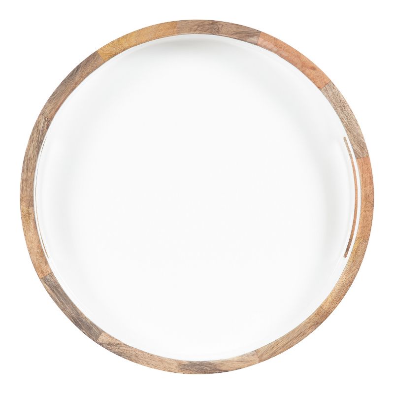Kate and Laurel Ehrens Tray, 15" Diameter, Natural and White, 3 of 10