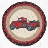 Earth Rugs Lab Pickup Printed Round Trivet – 10"x10" Braided Jute Hot Pad with Vintage Truck & Dog, Farmhouse Rustic Decor - 2 of 3