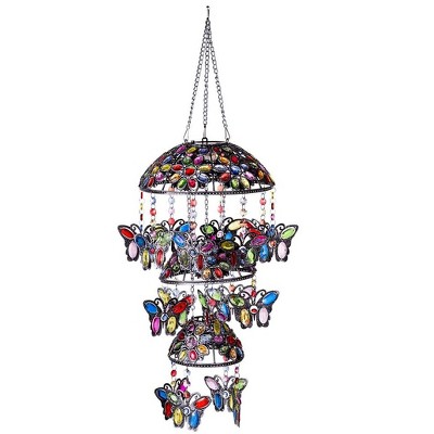 Wind & Weather Three-Tiered Solar Jeweled Lighted Butterfly Mobile