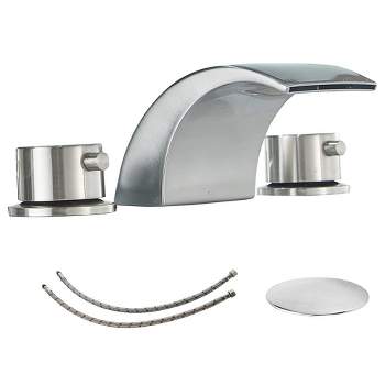 BWE 8 in. Widespread 2-Handle Bathroom Faucet With Led Light And Pop Up Drain