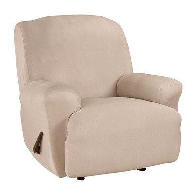 Ultimate Stretch Suede Recliner Slipcover Cement Gray - Sure Fit