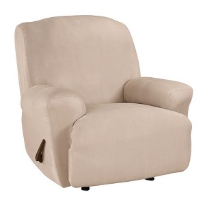 Ultimate Stretch Suede Recliner Slipcover Cement Gray - Sure Fit, Silver Gray
