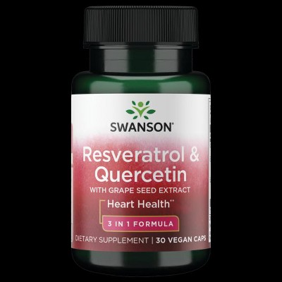Swanson Resveratrol & Quercetin with Grape Seed Extract - 3 in 1 Formula 30 Veg Capsules.