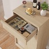 Tilt Out Trash Cabinet, Wooden Free Standing Trash Cabinet with Hideaway Drawer, Modern Pet-Proof Garbage Can Cabinet for Kitchen Dining - 4 of 4