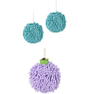 REGALWOVEN 3 Pack Soft Absorbent Chenille Fuzzy Hand Towels 6" x 6" - 1 of 4