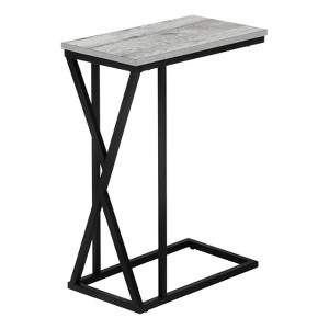 FONTOI C-shaped Side Table, Bedside Table Features Metal Frame with Asymmetrical Triangle Detail for Living Room, Bedroom, Grey, 18.5"*25.25"*10.25" - 1 of 4