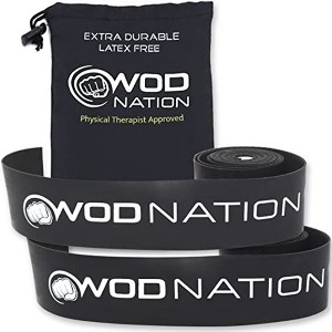 WOD Nation 2-Pcs Muscle Floss Bands Recovery Band for Tack and Flossing Sore Muscles, Stretch Band with Carry Case- Black (Medium) - 1 of 4