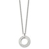 Chisel Stainless Steel White Enameled with Crystals Open Circle Pendant on an 18" Cable Chain Necklace - 4 of 4