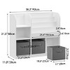 Kids Bookshelf,Book Rack with 3 Collapsible Fabric Storage Bins,Book Display Rack and Toy Storage Organizer for Bedroom Nursery-Baofuwish - 4 of 4