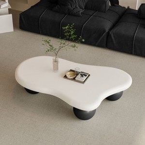 Okak Modern Cloud Shaped Coffee Table Curved Profile Design Coffee Table with Cylindrical Legs - 1 of 4