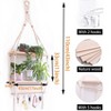 Aoibox Wall Hanging Shelves with Hooks, Natural Wood Floating Shelf for Plants, Photos, Storage in Bedroom, Living Room, Bathroom - 3 of 4