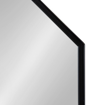 Gray and Black Octagon Wall Mirror with Shelf