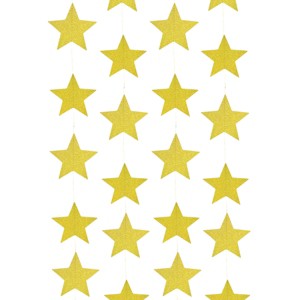 Wrapables 13ft Paper Star Garland Party Decorations (Set of 2), Gold Shimmer - 1 of 2