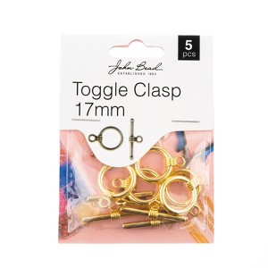 John Bead Must Have Findings Metal Gold 17mm Toggle Clasps for Jewelry Making Findings, 5 Pieces - 1 of 3