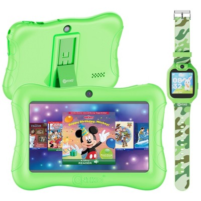 Contixo 7" Android Kids Tablet 32GB (2025Model), Includes 50+ Disney Storybooks & Stickers, Protective Case with Kickstand, and Kids Watch