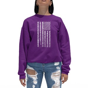 LA Pop Art Women's Word Art Crewneck Sweatshirt - National Anthem Flag - 1 of 4