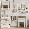 Fashion dressing table with makeup mirror and makeup light and cushioned chair, 3 colors lighting brightness adjustable, dressing table - 3 of 4