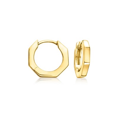 RS Pure by Ross-Simons 18kt Gold Vermeil Geometric Huggie Hoop Earrings