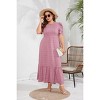 Coolmee Womens Plus Size Summer Casual Maxi Dress Short Sleeve Crewneck Ruffle A Line Flowy Long Dress - 3 of 4