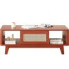 Grungis Modern Square Coffee Table with Rattan Drawer,Wooden Accent Table with Wood-textured Finish,Coffee Table for Living Room - 3 of 4