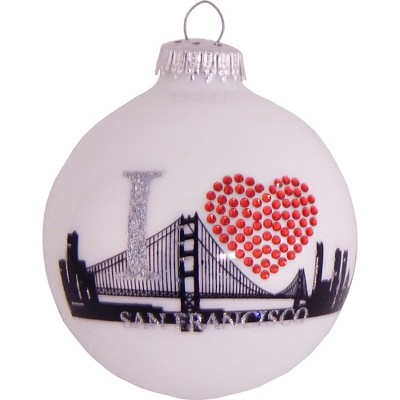 Christmas by Krebs 1ct Porcelain White San Francisco Skyline Christmas Ball Ornament 3.25" (80mm)
