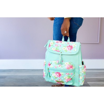 Laura ashley 4 in 1 rose hot sale floral dome backpack diaper bag teal