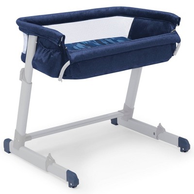 babyGap by Delta Children Whisper Bedside Bassinet Sleeper with Breathable Mesh and Adjustable Heights - Navy Camo