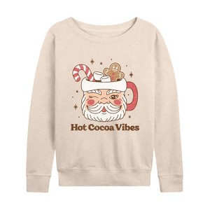Women's - Instant Message - Hot Cocoa Vibes Retro Santa Mug Lightweight French Terry Slouchy - 1 of 4