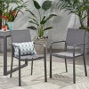 Modern Outdoor Aluminum Dining Arm Chairs with Mesh Seat Set of 2,Lightweight Metal Frame Patio Garden Backyard Dining Armchair-Coolbibila - 2 of 4