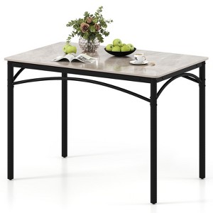 Tangkula 43" Modern Dining Table for 4 w/Large Faux Marble Tabletop Adjustable Foot Pads - 1 of 4