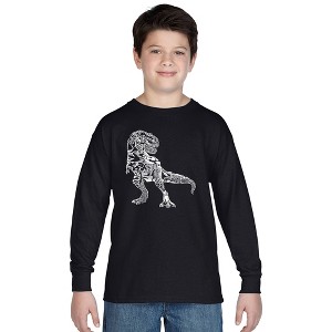 LA Pop Art Boy's Word Art Long Sleeve - Dino Pics - 1 of 4