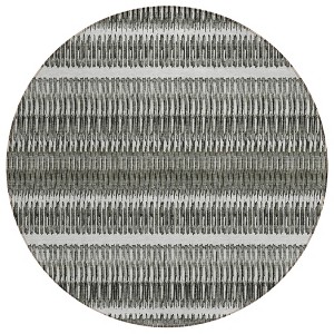 Gray Charcoal And Ivory Striped Washable Indoor Outdoor Area Rug - 1 of 4