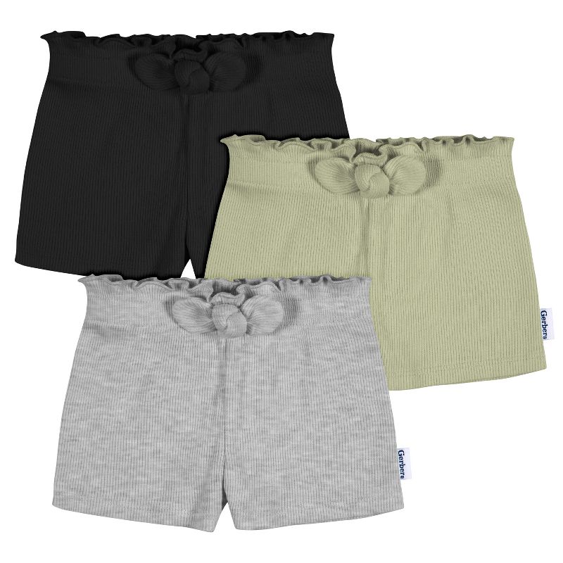 Gerber Baby and Toddler Girls' Pull-On Knit Shorts - 3-Pack, 1 of 8