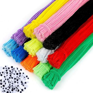 EpiqueOne 1300-Piece Arts & Craft Supply Set | Includes 1200 Chenille Pipe Cleaner Stems in 12 Colors & 100 Googly Eyes - 1 of 4