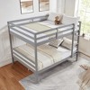 MAYEERTY Full over Full Bunk Bed with Ladder, Wooden Bed Frame with High Guardrail and Ladder for Kids, No Box Spring Needed, Grey - 3 of 4