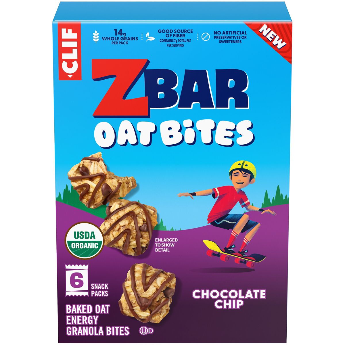 Zbar Oat Bites Organic Chocolate Chip Baked Oat Energy Granola Bites Snacks for Kids - 6.6oz/6ct