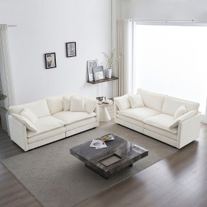 NicBex Couches for Living Room 2-Piece Upholstered Chenille Sofa 2 Seater Loveseat Set Deep Seat Sofa Couch Furniture(2+2 Seat ), White - 1 of 4