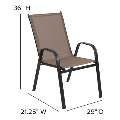 5-Piece Brown Steel and Glass Outdoor Dining Set