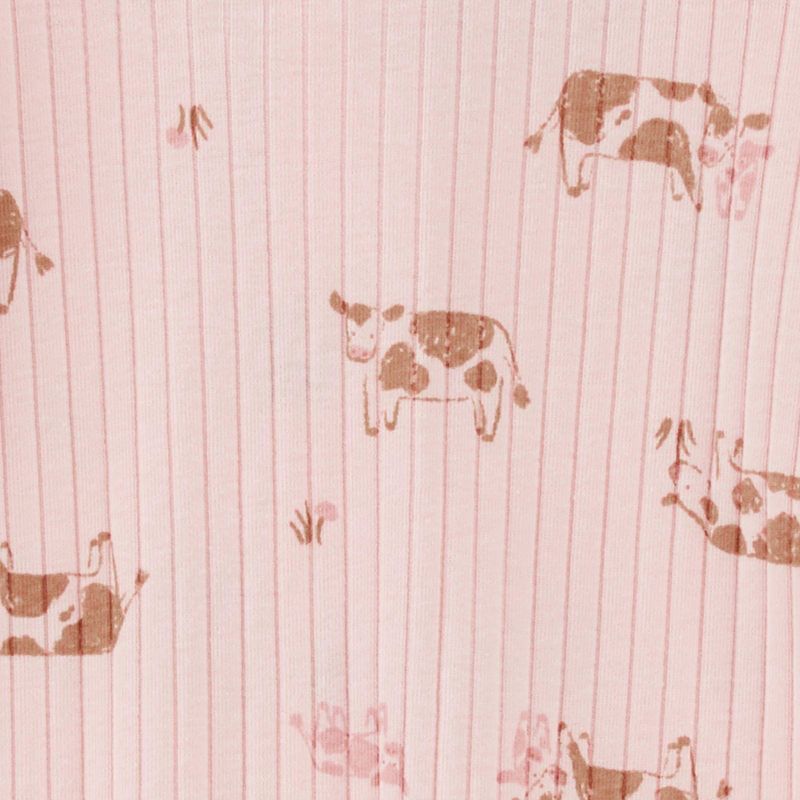Carter's Just One You® Baby Girls' Cows Footed Pajama - Pink/Brown, 4 of 9