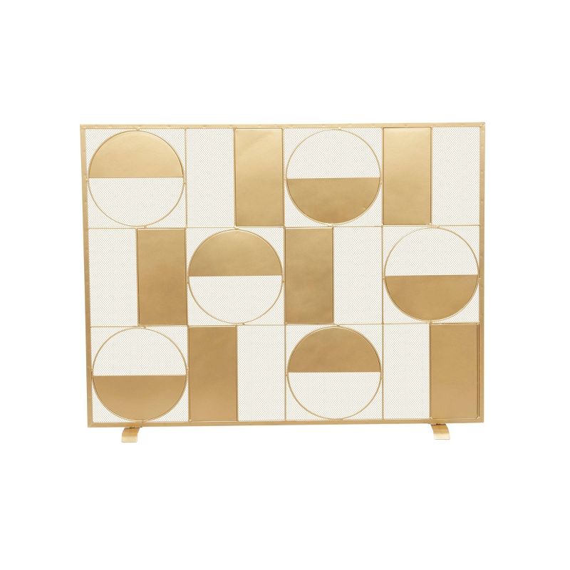 Contemporary Deco Metal Fireplace Screen Gold - Olivia &#38; May, 1 of 9