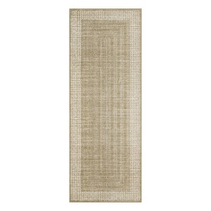 Washable Modern Geometric Bordered Living Room Rugs, Soft Thin Non Slip Large Throw Carpet for Dining Room Bedroom - 1 of 4