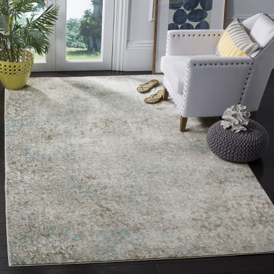 Mystique Gray and Light Blue Abstract Synthetic Area Rug